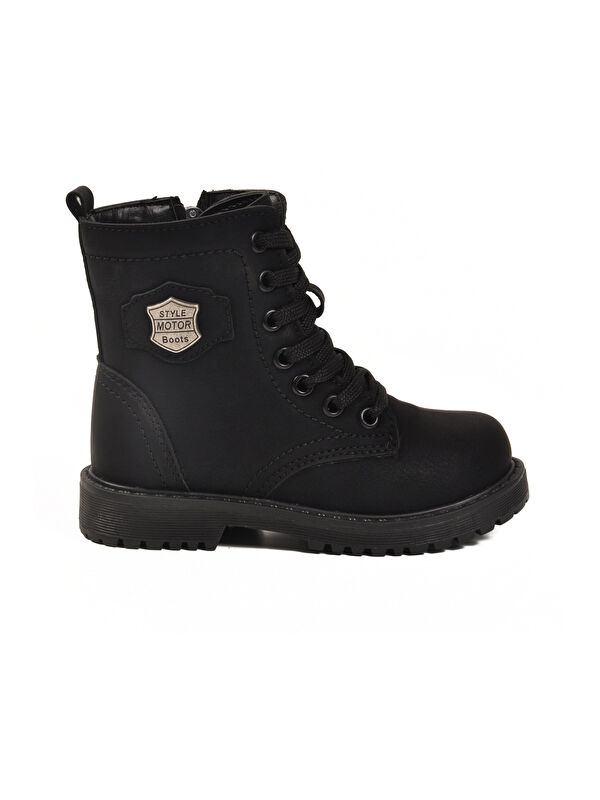 Siyah Zümrüt içi Polarlı Bağcıklı Fermuarlı Kız Çocuk Bot 24028 P - Görsel 2