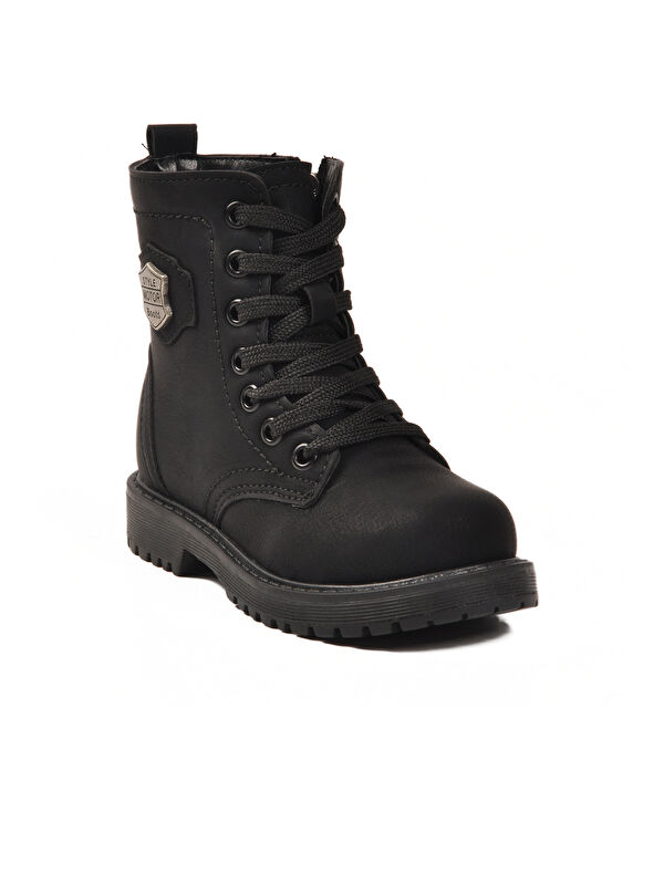 Siyah Zümrüt içi Polarlı Bağcıklı Fermuarlı Kız Çocuk Bot 24028 P - Görsel 4