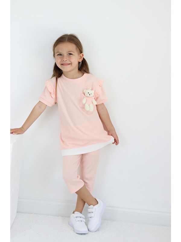 Harika Kids Kız Çocuk Ayıcık Oyuncaklı Kaprili Yazlık Basic Takım 2-5 yaş