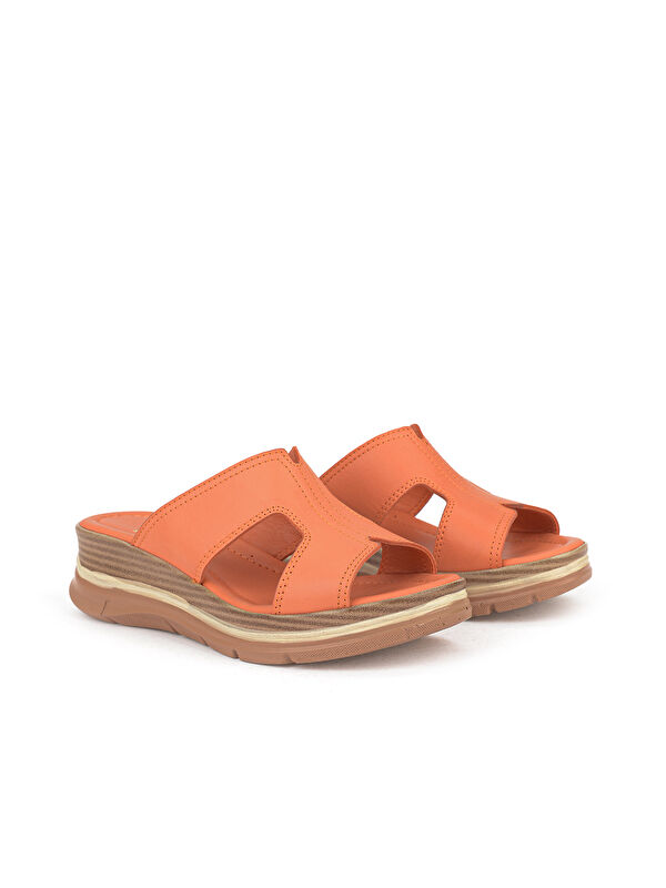 Ziya Ayakkabi Turuncu Ziya Ayakkabi Hakiki Deri Kadın Dolgu Terlik 1611020Z2565