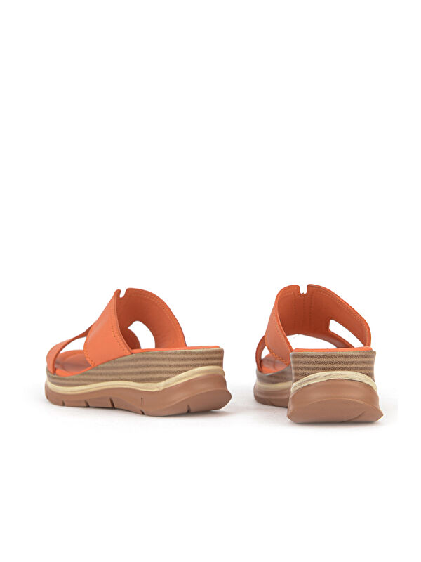 Ziya Ayakkabi Turuncu Ziya Ayakkabi Hakiki Deri Kadın Dolgu Terlik 1611020Z2565