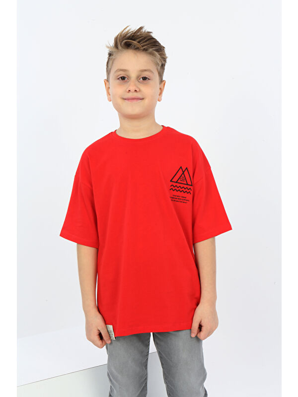 Toontoykids Erkek Çocuk Göğsü Üçgen Nakışlı Tişört