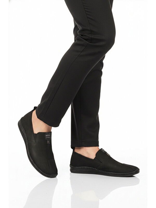 Ayakmod Siyah Ayakmod Nubuk Hakiki Deri Ortopedik Erkek Casual Ayakkabı 308 M