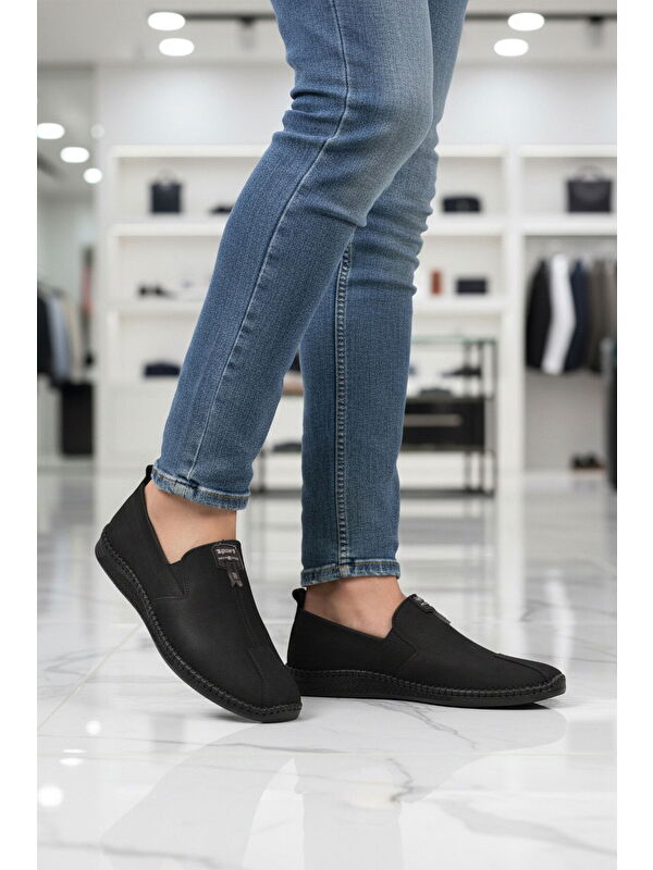 Ayakmod Siyah Ayakmod Nubuk Hakiki Deri Ortopedik Erkek Casual Ayakkabı 308 M