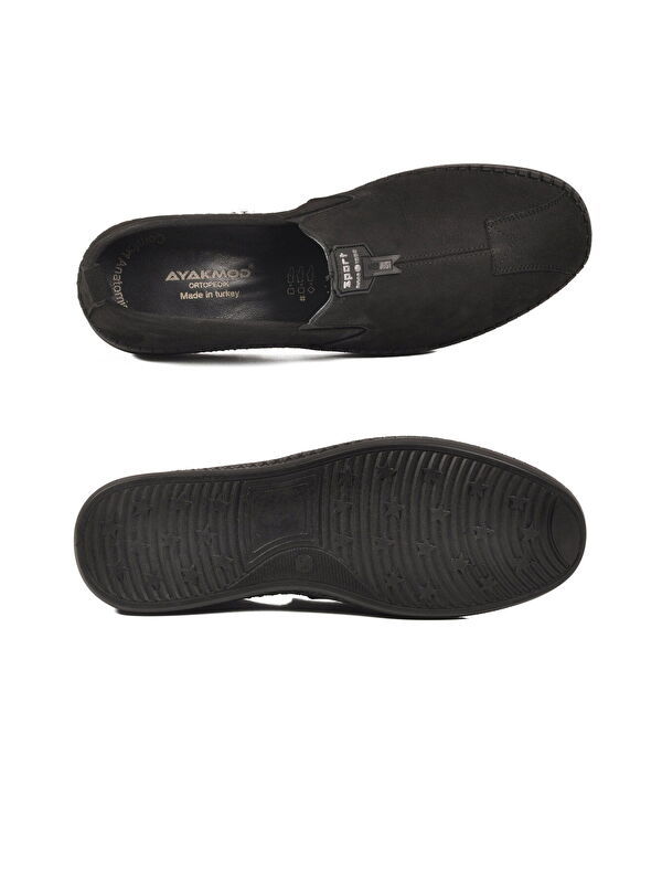 Ayakmod Siyah Ayakmod Nubuk Hakiki Deri Ortopedik Erkek Casual Ayakkabı 308 M