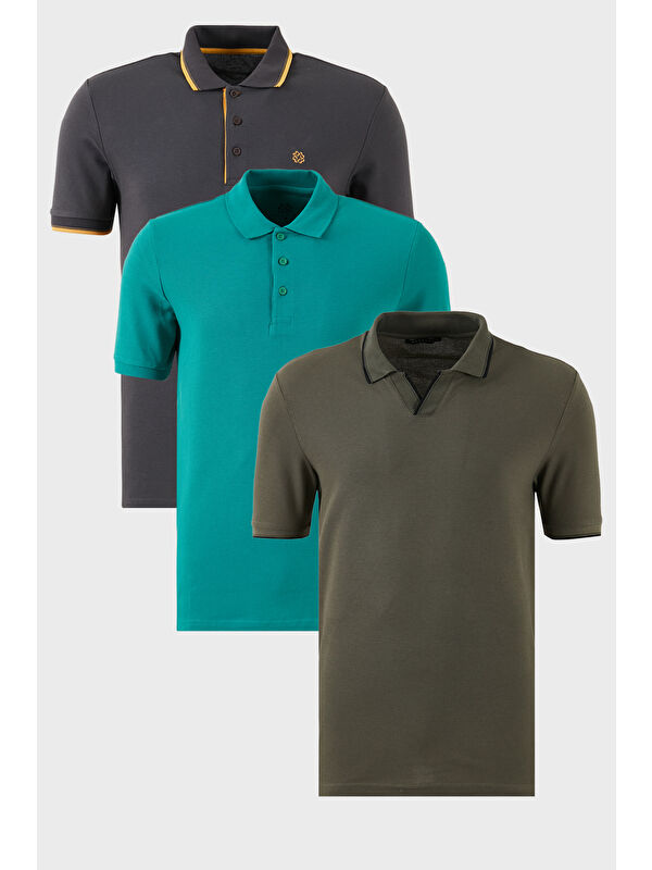 Buratti Pamuklu Regular Fit 3'lü Paket Polo Yaka Tişört 59029641827S3