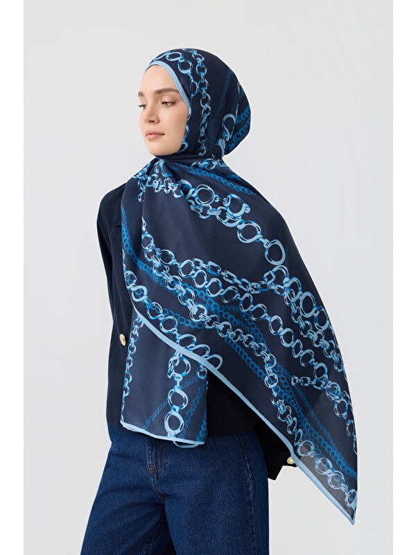 QEF Pamuk Twill Şal Loop Line İndigo