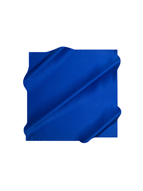 AKER Saks Mavi 90X90 Düz Twill Eşarp