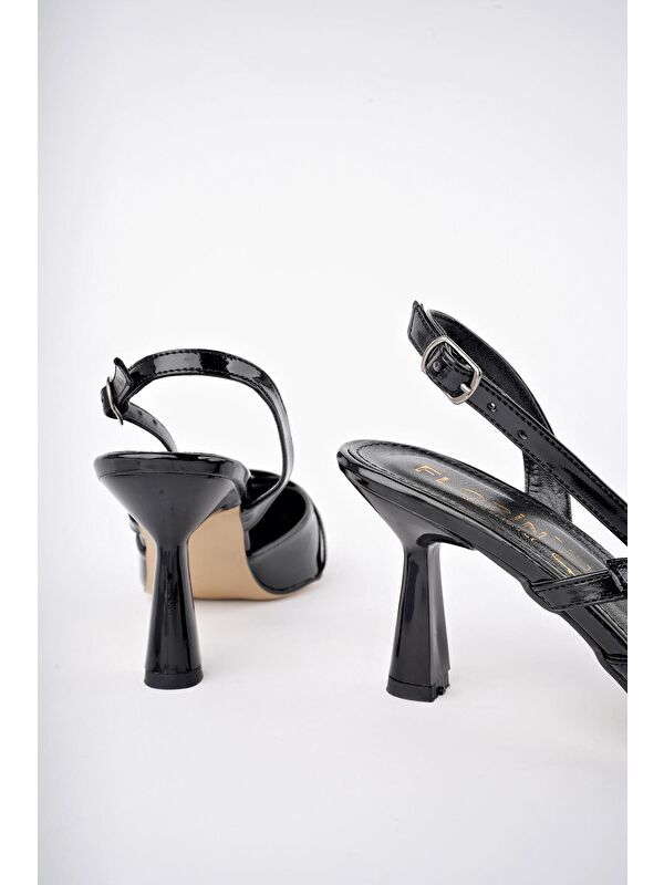 MİCHELLE Arkası Açık Kemer Detaylı İki Bantlı Rugan Kadın Topuklu Ayakkabı - Görsel 4