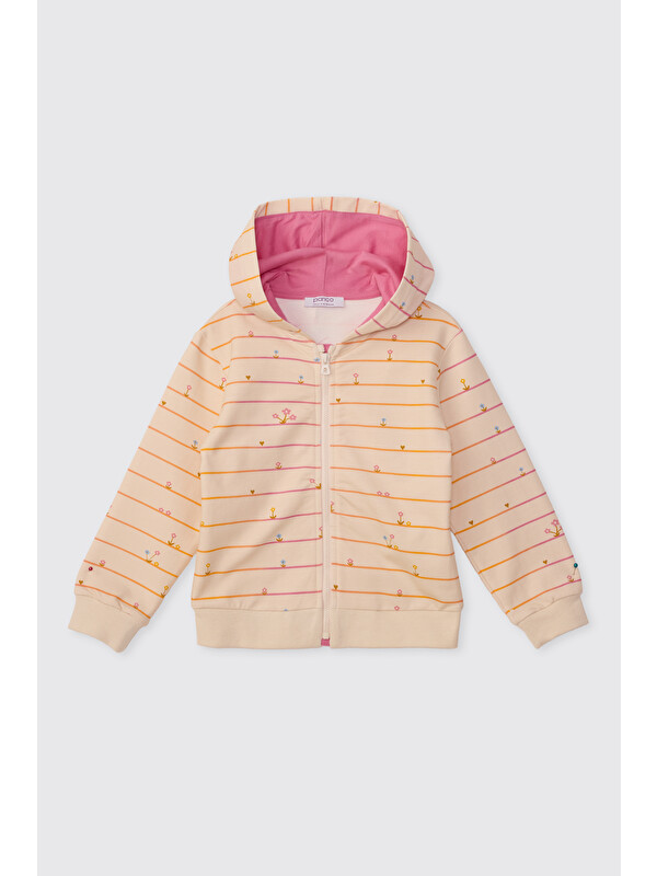 Panço Kız Bebek Fermuarlı Bej Sweatshirt