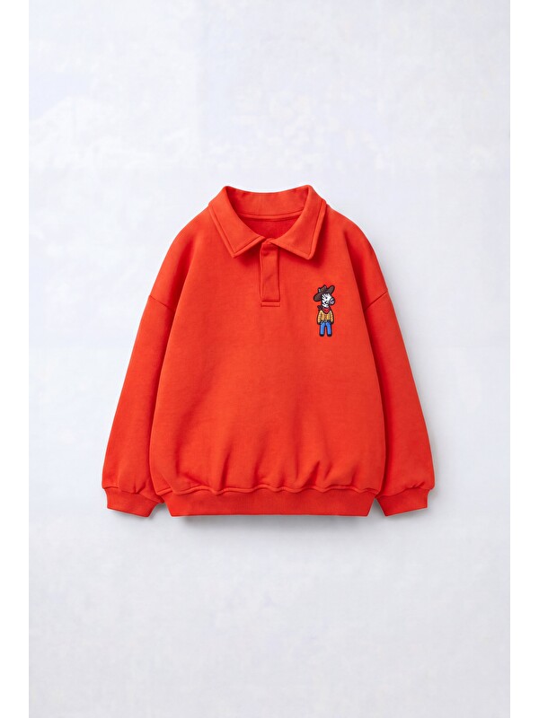 Magu Çocuk Polo Yaka Nakış Detaylı Sweatshirt