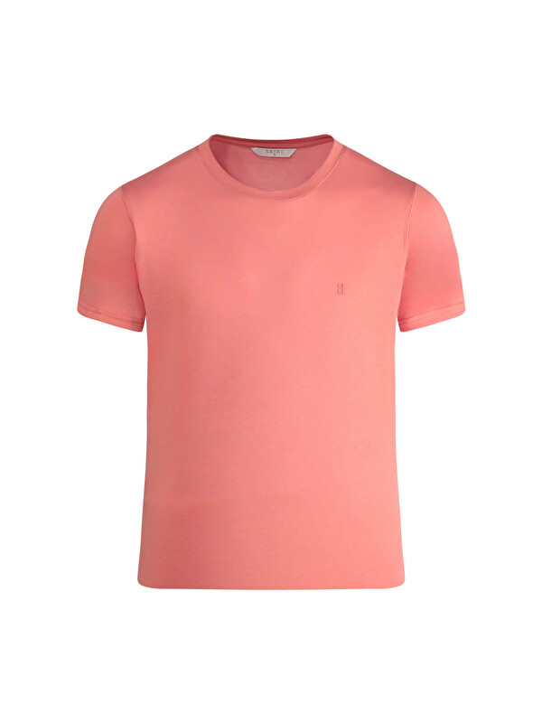 Hatemoğlu Pembe Regular Fit Bisiklet Yaka Tişört