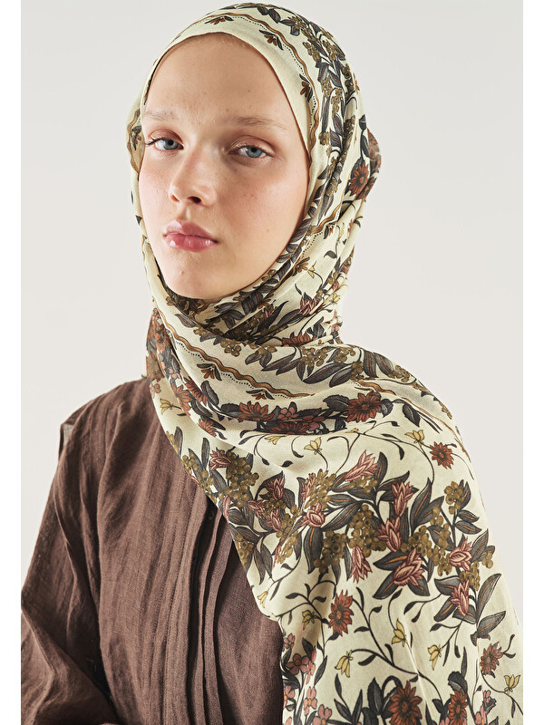 Fresh Scarfs Briony Desen Soft Viskon Şal Kahve