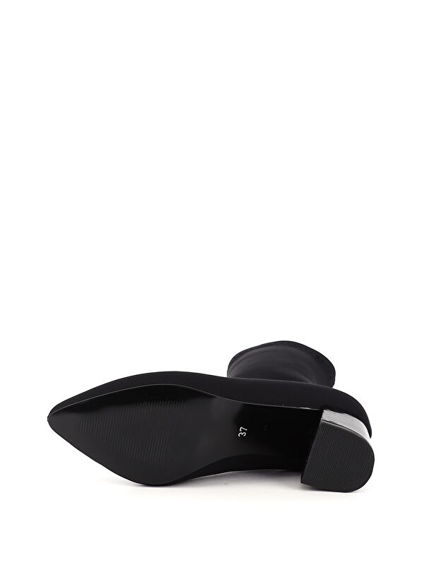 Kadın SİYAH Sivri Burun Kalın Topuklu Streç Bot - Görsel 5