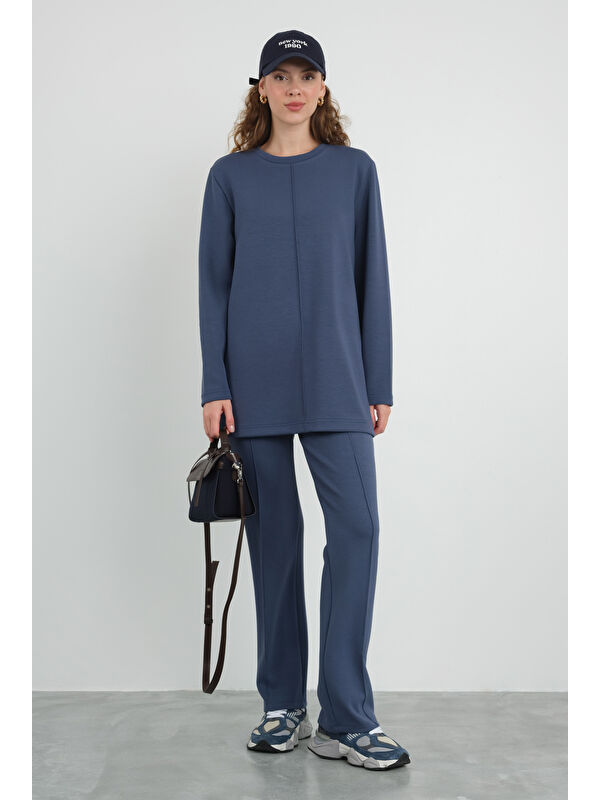 HE-QA Nervürlü Modal Sweat Jean Mavi