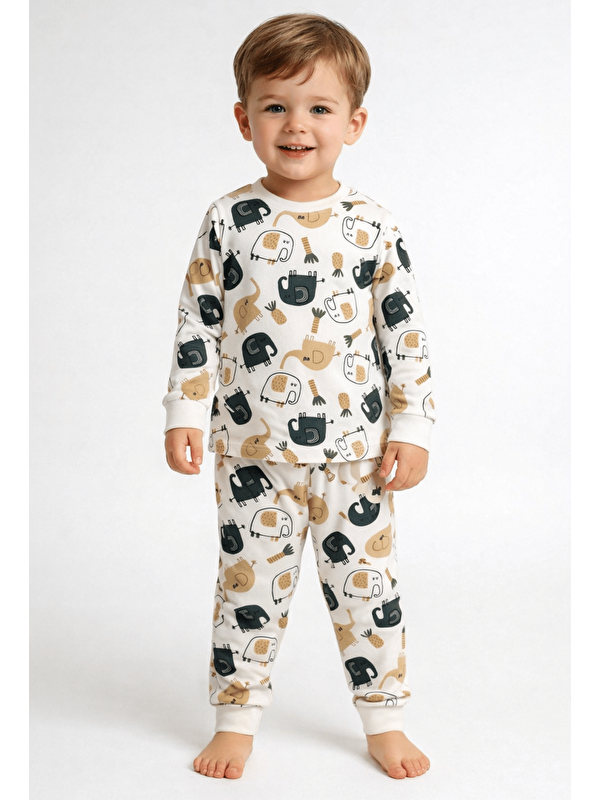 Luggi Baby Bisiklet Yaka Uzun Kollu Erkek Bebek Pijama Takımı