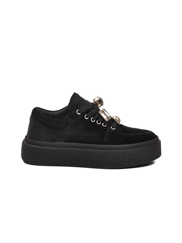 Guja Siyah Nubuk Bağcıklı Yüksek Taban Kadın Sneaker 25K475 Z