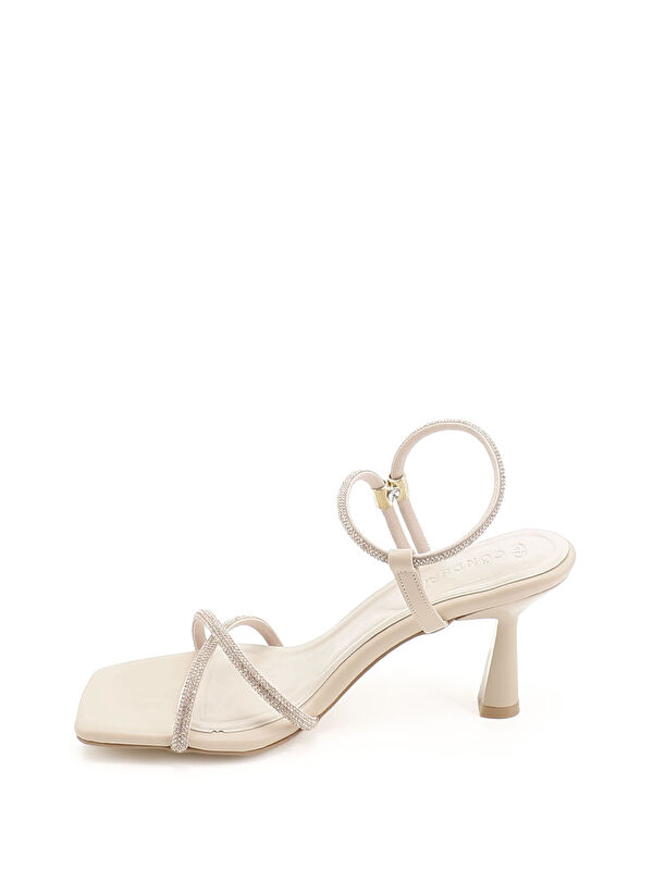 Kadın BRONZ Taşlı Bilekten Ayarlamalı Kadeh Ökçe Sandalet - Görsel 3