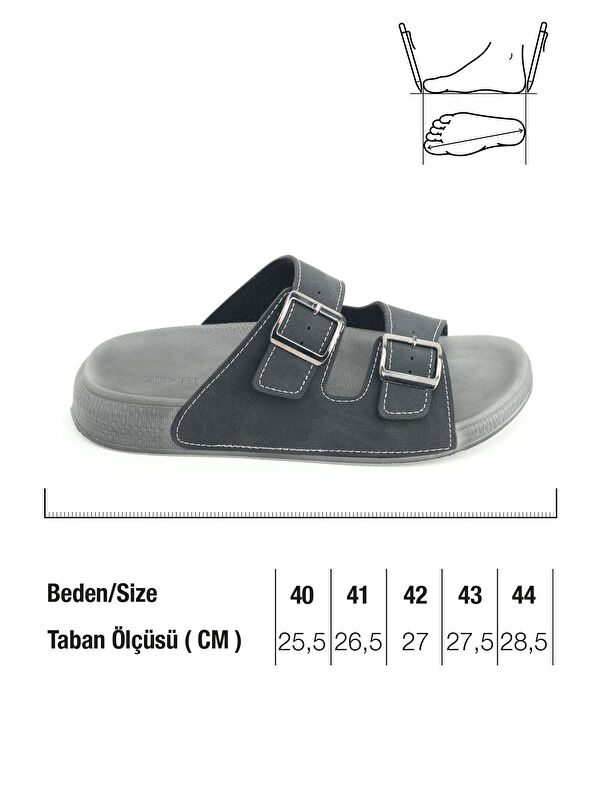 Erkek Yazlık Suni Deri İki Toka Ayarlanabilir Rahat Taban Günlük Terlik - Görsel 3