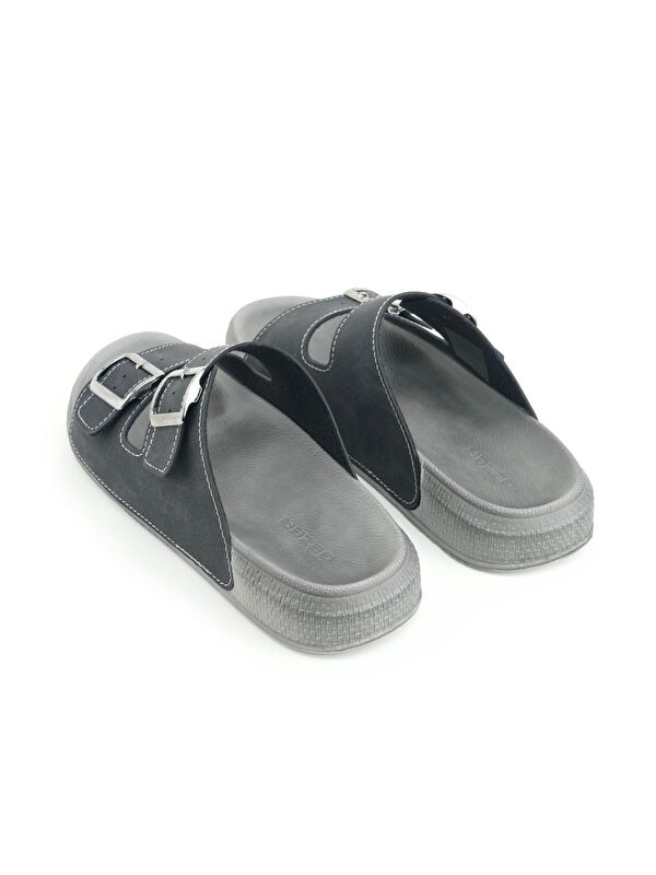 Erkek Yazlık Suni Deri İki Toka Ayarlanabilir Rahat Taban Günlük Terlik - Görsel 5