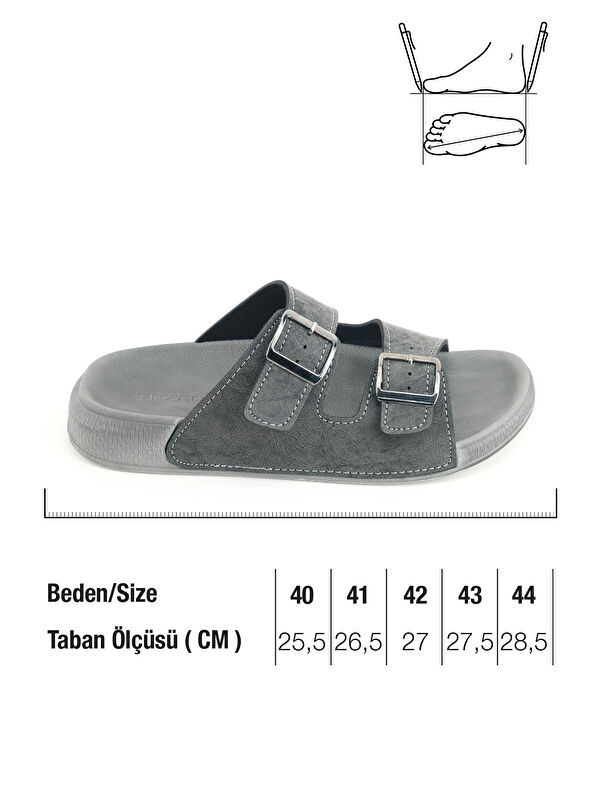 Erkek Yazlık Suni Deri İki Toka Ayarlanabilir Rahat Taban Günlük Terlik - Görsel 3