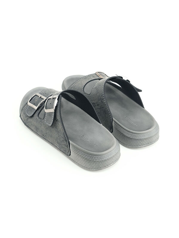 Erkek Yazlık Suni Deri İki Toka Ayarlanabilir Rahat Taban Günlük Terlik - Görsel 5