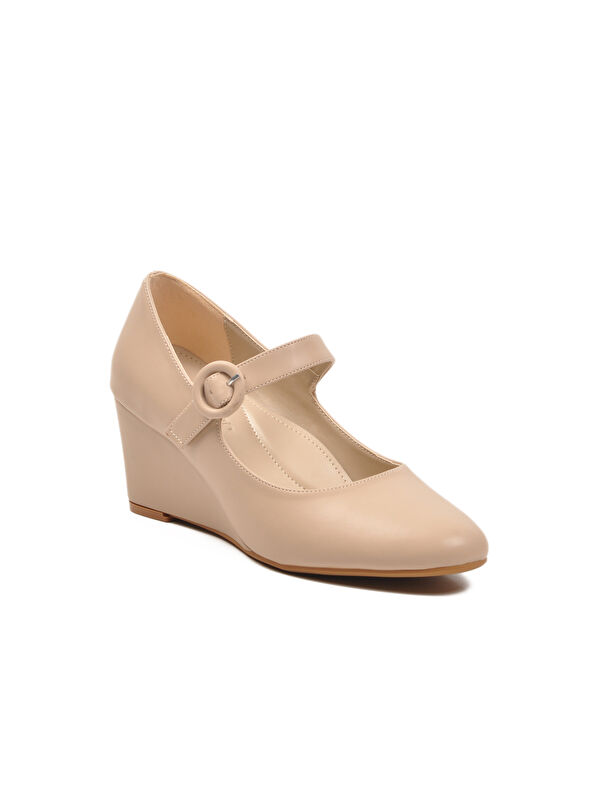 Bej Dolgu Topuklu Bantlı Kadın Casual Ayakkabı 312478 Z - Görsel 5