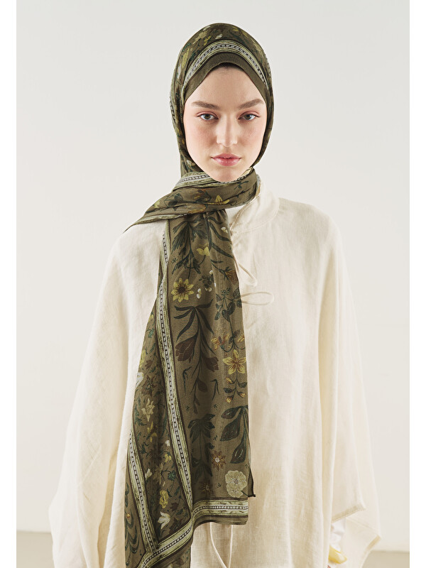 Fresh Scarfs Flora Echo Desen Soft Viskon Şal Kahve
