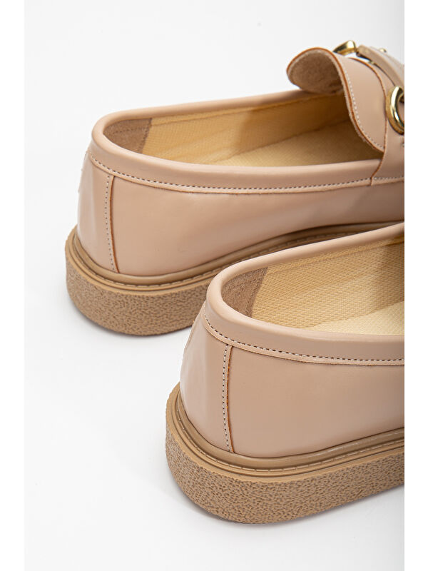 Kadın Nude Cilt Rahat Kalıp Önü Tokalı Günlük Loafer - Görsel 4