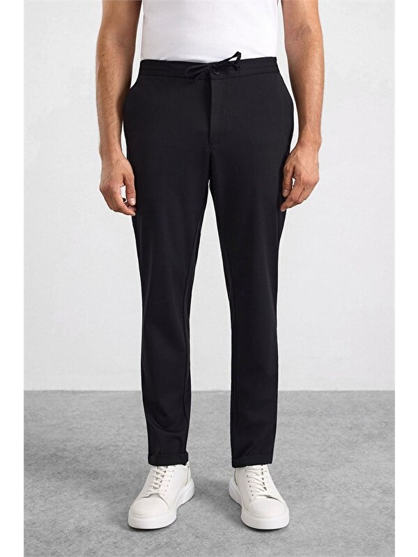 Süvari Siyah Slim Düz Jogger Pantolon