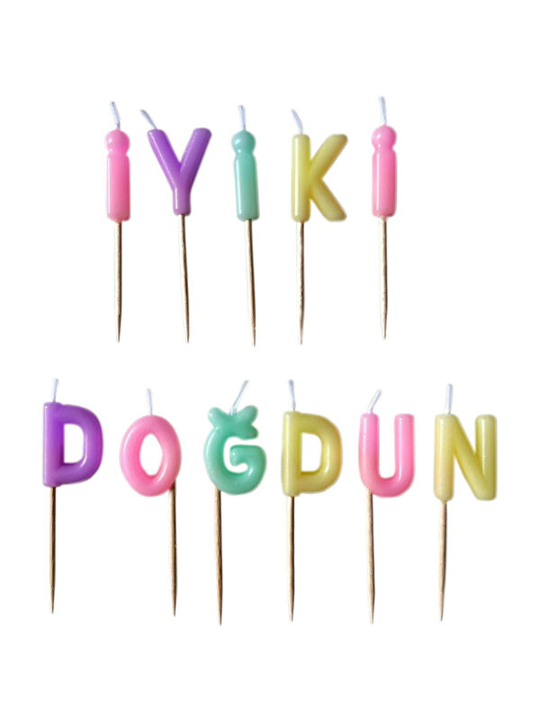 Le Mabelle Çok Renkli  Makaron İyi Ki Doğdun Mum Set