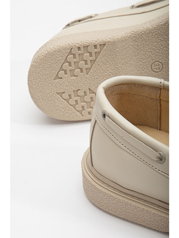 Kadın Ten Cilt Rahat Kalıp Termo Taban Bağcıklı Lofer - Görsel 4