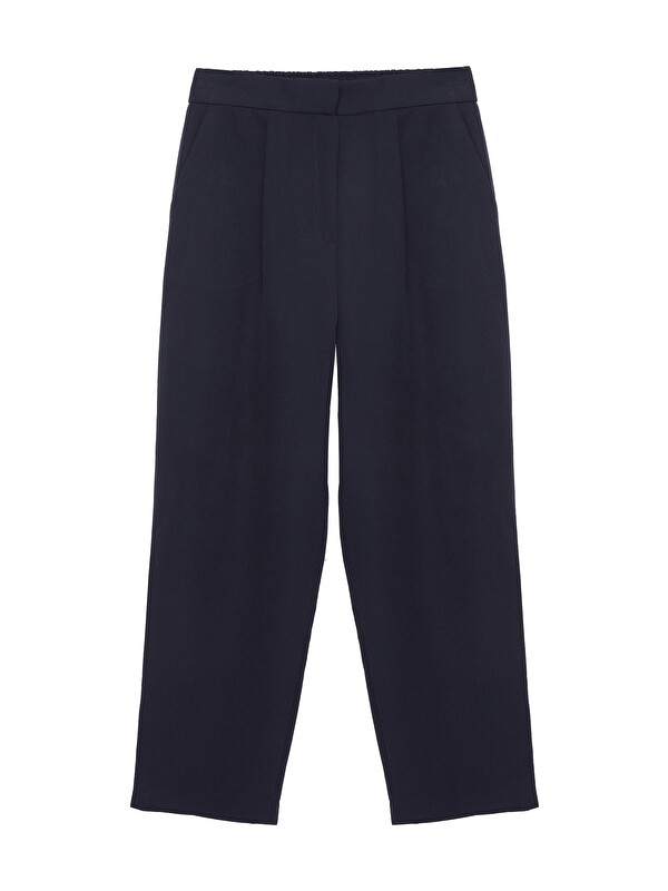 QUZU Beli Lastikli Kumaş Pantolon Lacivert
