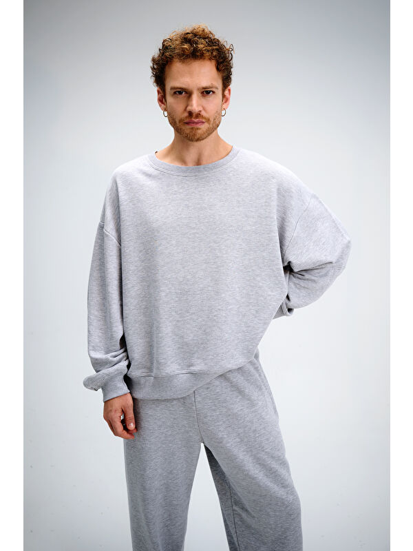 gothamVibes Erkek Timeless Oversize Gri Sweatshirt