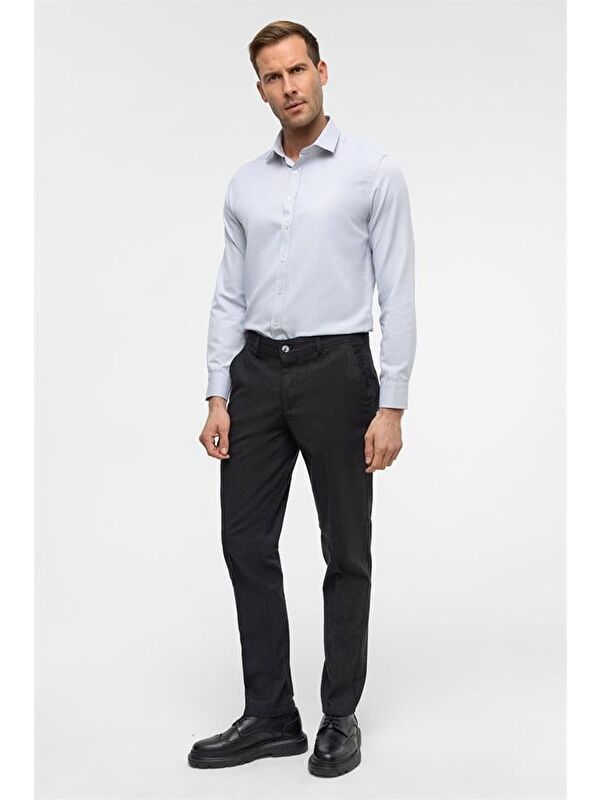 Süvari Siyah Regular Armürlü Pantolon