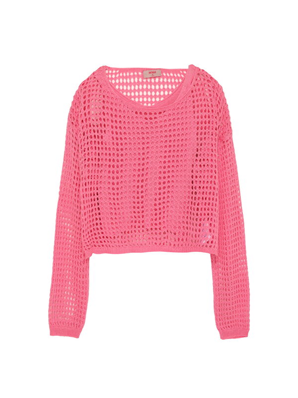 QUZU Ajurlu İkili Triko Pembe