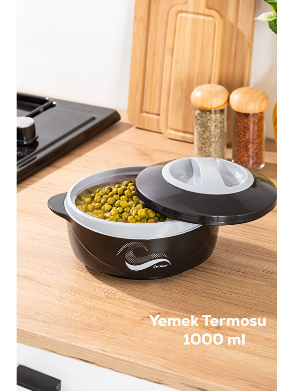 Porsima 3149 1000 mL Yemek Termosu - Sızdırmaz Kilitlenebilir Kapak Paslanmaz Çelik Sefer Tası-SİYAH