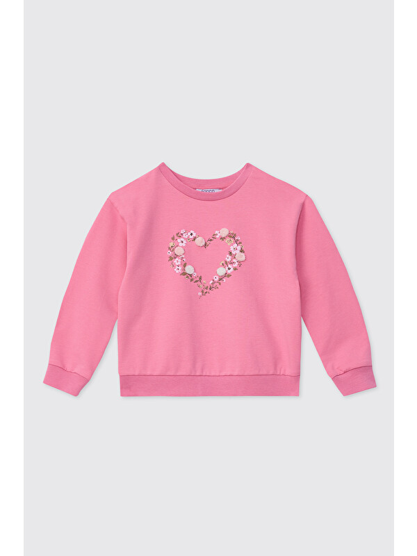 Panço Kız Bebek Bisiklet Yaka Fuşya Sweatshirt