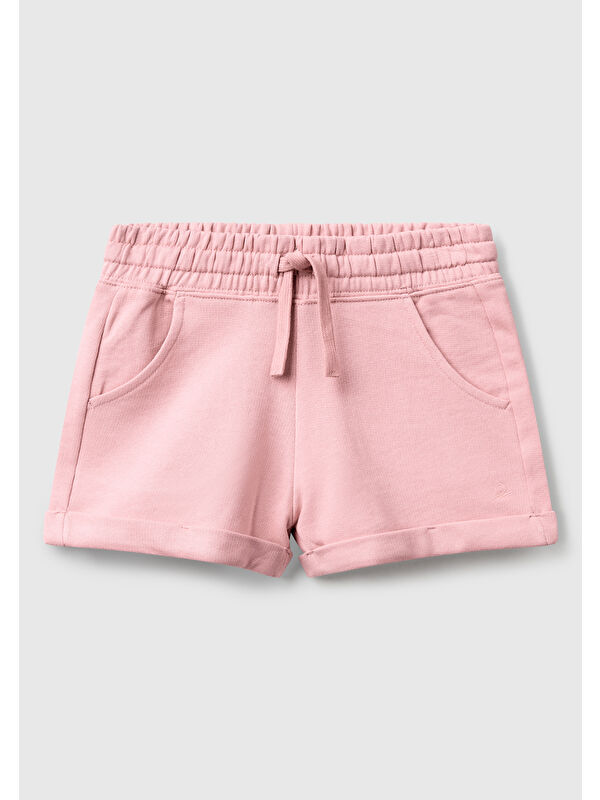 United Colors Of Benetton Kız Çocuk Pembe Logolu Sweat Şort