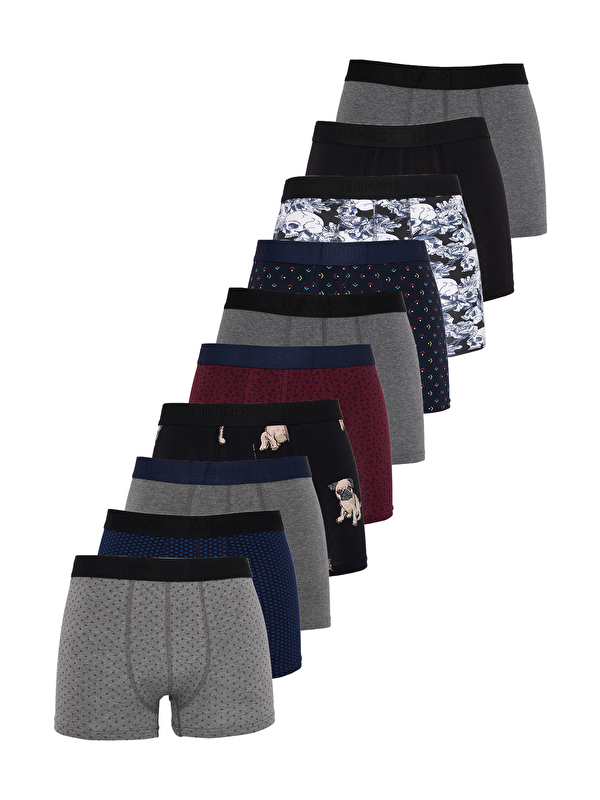 TUDORS Erkek 10'lu Elastanlı Pamuklu Esnek Kumaş Premium Seri Boxer