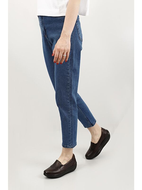 ORTA KAHVERENGİ Hakiki Deri Yuvarlak Burun Dolgu Taban Kadın Günlük Ayakkabı 42940 - Görsel 3