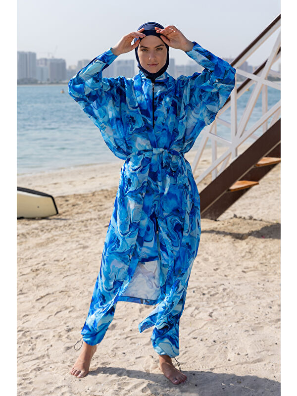Remsa Mayo Tesettür Mayo Üzerine Tek Kaftan Kimono Pareo RP010 Nil