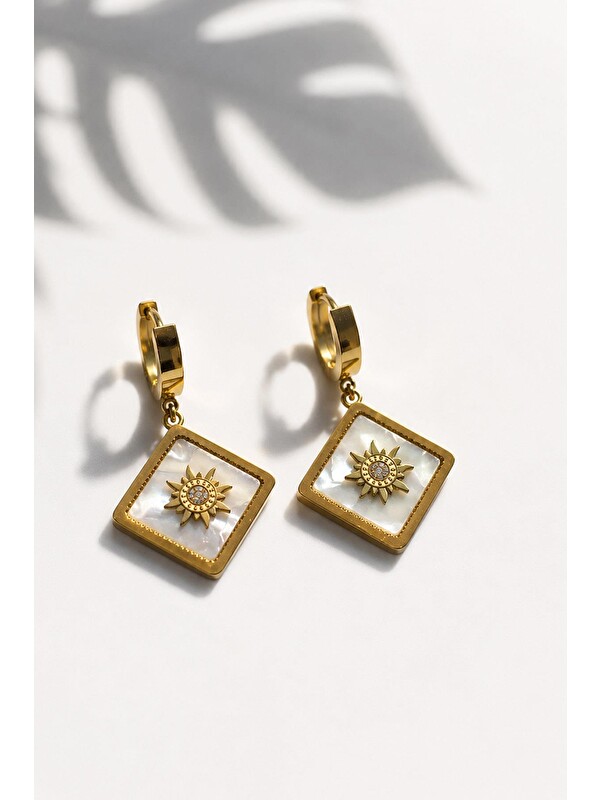 New Obsessions Mine Detaylı Gold Çelik Sallantılı Küpe