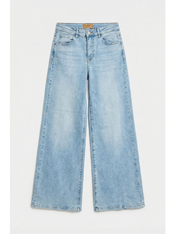 It's Basic Kadın Ice Renk 4s6-32 Palazzo Fit Esnek Kumaş İç Boy 80cm Denim Jean