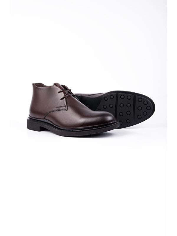 Koyu Kahverengi %100 Deri Analin Bağcıklı Classic Ayakkabı 1033245162 - Görsel 4
