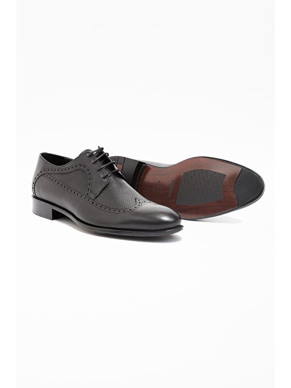 Siyah Hakiki Deri Antik Bağcıklı Klasik Ayakkabı 1033240183 - Görsel 5