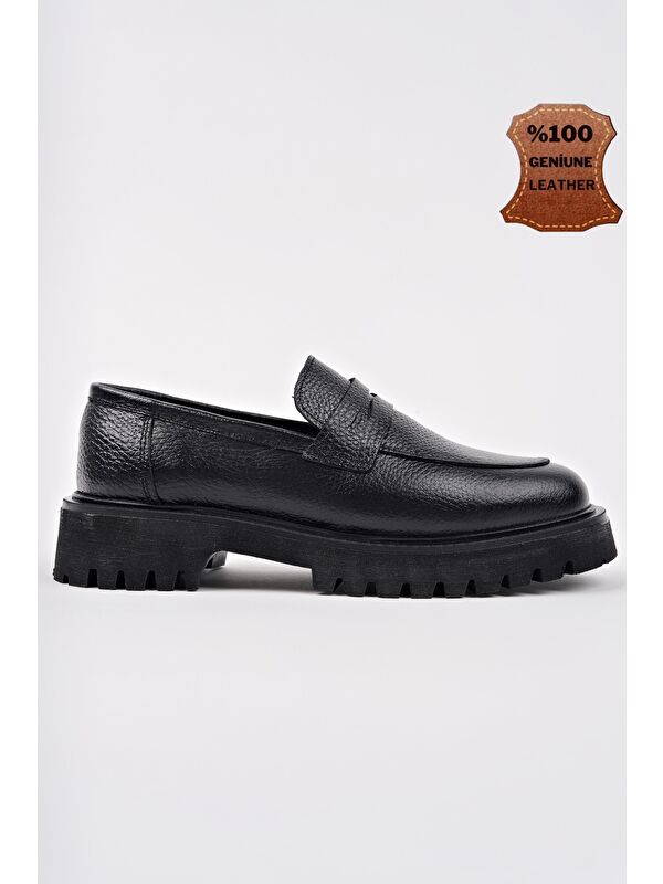 PARADİSE Hakiki Deri Kalın Taban Günlük Casual Makosen Kadın Loafer Ayakkabı - Görsel 2