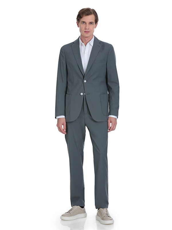 Hatemoğlu Antrasit Slim Fit Mono Yaka Casual Takım Elbise