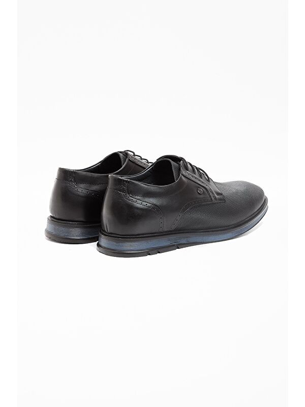 Siyah %100 Deri Analin Bağcıklı Classic Ayakkabı 1033240186 - Görsel 4