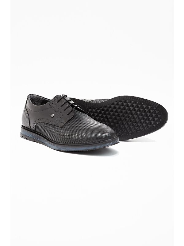 Siyah %100 Deri Analin Bağcıklı Classic Ayakkabı 1033240186 - Görsel 5